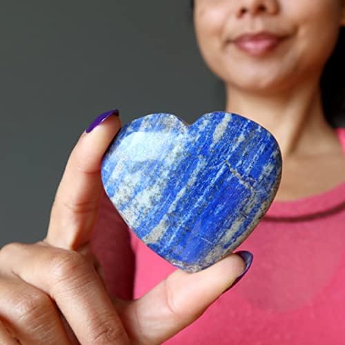 Сатен Кристали, Лазурит Сърцето Мистична Любовник Crystal Blue Лазурен Лечебен Камък На 2.25-2.5 Инча