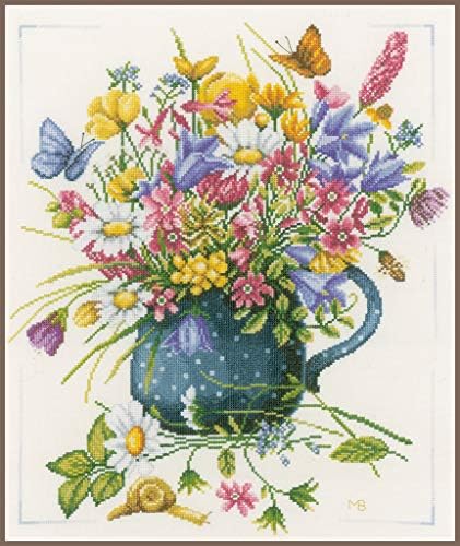 Цветя Lanarte във ваза (Evenweave), NA, 38 x 45 см