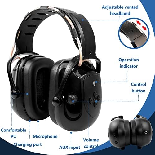 Слушалки TAKUMO Bluetooth за защита на слуха, слушалките с шумопотискане 29 db за защита на уши, прически, стрелба.