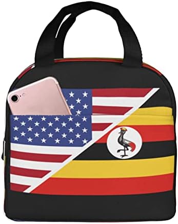 SwpWab Знаме на Уганда и Американски многократна употреба Портативен Пакет За Bento С Удебелени Изолация От фолио, Както За