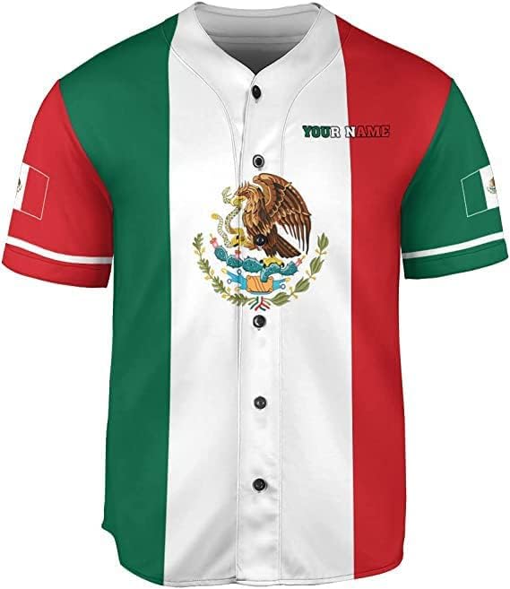 Индивидуално Персонализирайте Тениски Бейзбол Мексико, Изработени по Поръчка Номер на Името, за Мъже, Жени,