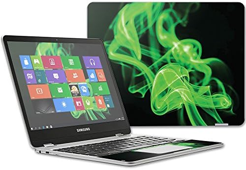 Корица MightySkins е Съвместим с Samsung Chromebook Plus 12,3 (2017 Г. - Green Flames | Защитно, здрава и уникална vinyl