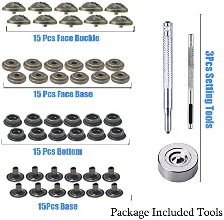 WETUFIN 15 Комплекти Кожени копчета-ключалки 16 мм (0,63 инча) Бронзови Ключалки за Кожена модула и Набор от