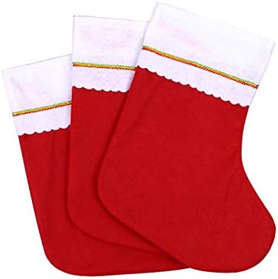 Cooraby 16 Парчета 15 Инча Филц Коледни Чорапи, Червени Класически Коледни Чорапи за Камината Празнични Висящи