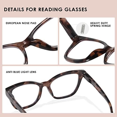 3 Опаковки Очила за четене за жени, Блокер Синя светлина Компютърни Ридеры с пружинным тръба на шарнирна връзка,
