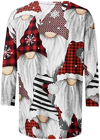 Коледни Блузи за Жени, Забавна Коледна Сладка Тениска с Изображение, Дамски Ежедневни Ризи с 3/4 ръкав, Модни Блузи Свободно