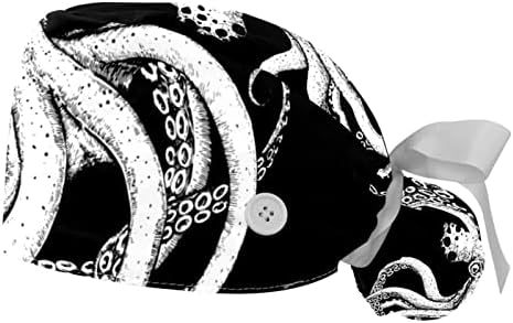 Niaocpwy 2 Работни кепок с Каишка за пот за жени, Черна Шапчица с Начесом във формата на Октопод, Завязывающаяся в опашката