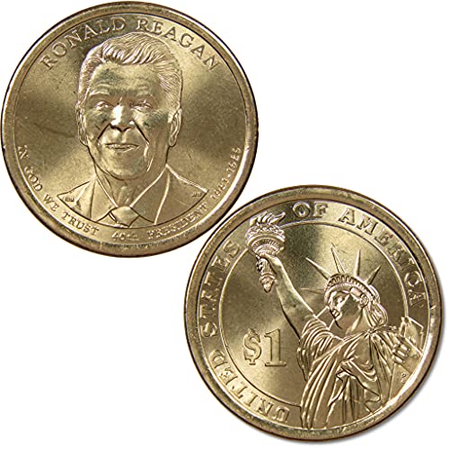 P & D Президентски долар Роналд Рейгън, Комплект от 2 теми, Необращенные монети с номинална стойност от