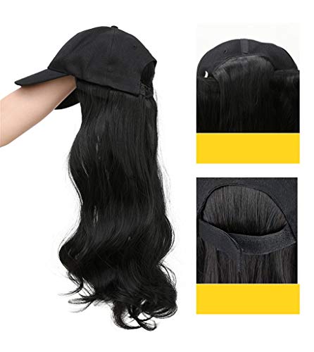Дълги вълнообразни шапчица-изкуствена коса, перуки, без лента, без затягане, шапка за коса с черна шапочкой за жените, 28 тъмно