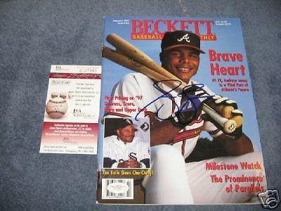 Андру Джоунс Брейвз Jsa / coa Подписа договор с Бекет през 1997 г. - Списания MLB с автограф