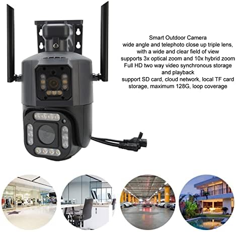 Умна Външна Камера 4MP M12 1080P Безжична 3-Обективен Дистанционно Монитор SD Карта С Автоматично Мащабиране За