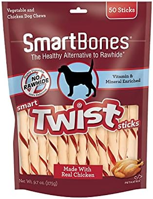 Пръчки SmartBones Twist, полезна алтернатива палочкам Rawhide & Dreambone Twist, за Дъвчене за кучета, без