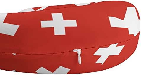 Възглавница за Врата с Флага на Швейцария, U-Образна Възглавница за Подкрепа на Главата и врата, облегалката