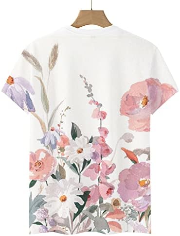 2023 Облекло Y2K Къс Ръкав Отвор на Вратата Гроздов Цвете Графичен Топ Тениска за Жени Лято Есен в памучна Риза