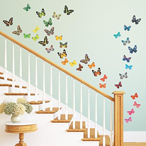 DECOWALL DA-1705 Ярки Пеперуди Детски Стикери За Стена, Стикери за Стена Отклеиваются Подвижни Стикери за Стена за Детска