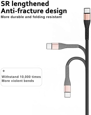 Icseio Къс кабел USB Type C, За бързо зареждане 1 фут, 2 опаковки по 1 футу от A USB 2.0 до USB с Кабел за