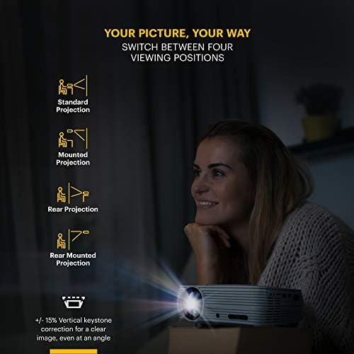 Домашен проектор KODAK FLIK X4 |4,0 LCD Компактна система за домашно кино с прожекция до 150 инча с поддръжка на 1080p