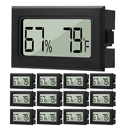 12 Опаковки Мини Цифров Термометър, Влагомер LCD Дисплей за Външната Температура Измерване на Влажност на въздуха