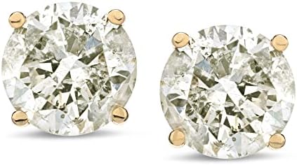 Обеци-карамфил с диаманти кръг нарязани от злато 14 карата Collection (1/4-2 cttw, цвят J-K, прозрачност I2-I3)