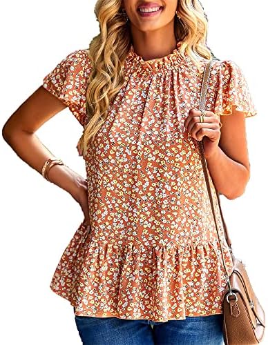 Летни дамски блузи DAYUANDIAN 2023 в курортен стил с флорални принтом - оборудвана приятелка, ръкав с набори,