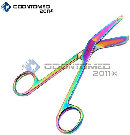 OdontoMed2011 Нов Набор от премиум-клас по 4 Броя, Многоцветни Титанов ножици за бинтове Rainbow Color Lister 3,54,5