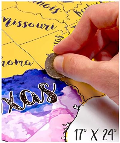 Карта за пътуване в САЩ 17X24 см от McScout - Стенен плакат с декоративно изкуство за обозначаване на пътуванията