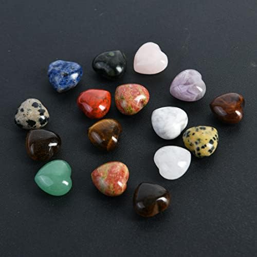 NUZUJX Опаковка от 16 камъни във формата на сърце, 0,59 инча, Разход на Лечебен Кристал, Естественото Сърце,