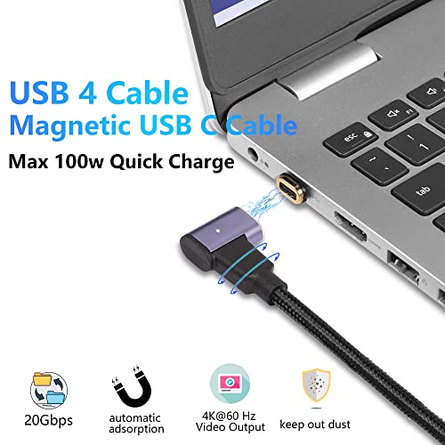 Магнитен кабел за зареждане USB C GELRHONR дължина 6,6 Фута под прав ъгъл, от 90 градуса USB Type C PD, бързо зареждане с мощност