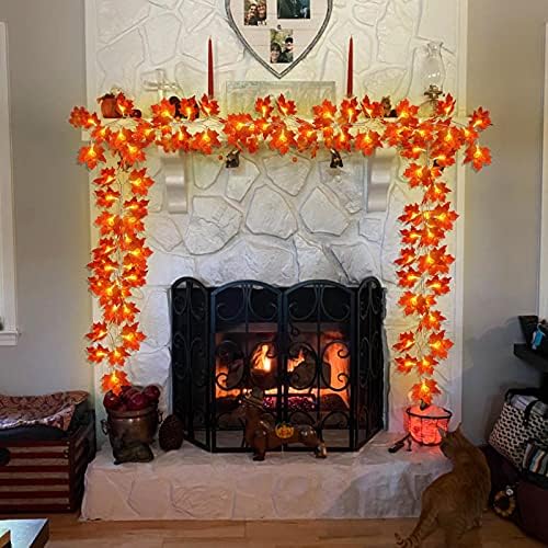 4 Опаковки Декорации за Деня на Благодарността, Есенния Венец, Венец, за вътрешно и Външно осветление, Само на 40 метра 80LED,