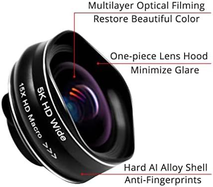 Обектива на камерата на мобилен телефон SXYLTNX 5K HD 0.45 X Широкоъгълен 15X Макро Обективи 2 в 1 Без Изкривяване
