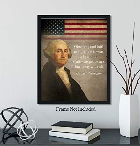 Историческа цитат на Джордж Вашингтон - Стенен Разпечатки без рамка с размер 8х10 см - Чудесен вдъхновяващи