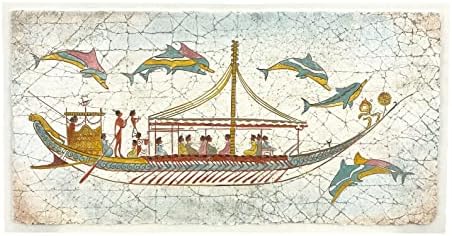 Стенопис Кораби и Делфините Музей Фира на остров Санторини Копие от 1650 г. пр. хр Картина На стената