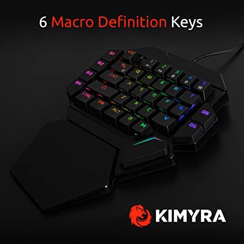Ръчна детска клавиатура KIMYRA за една ръка с подсветка на задния панел, RBG, Жичен, Ергономичен дизайн, поставка за китките
