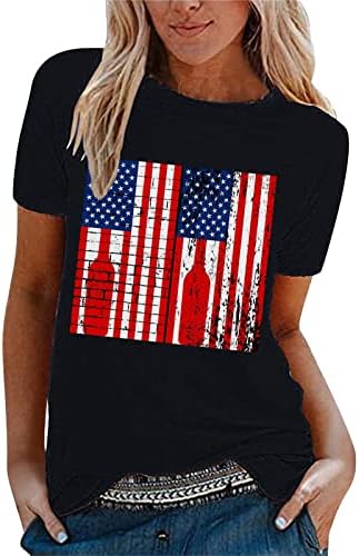 Женска тениска MIASHUI за Лятото, Дамски тениски с Принтом на Деня на Независимостта, Тениска с Къс Ръкав,