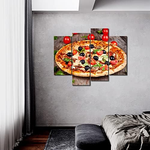 First Wall Art - Пица с Домати и Листа, Стенни Художествена Картини, Печат върху Платно, Снимки на Храна за Дома, Подарък