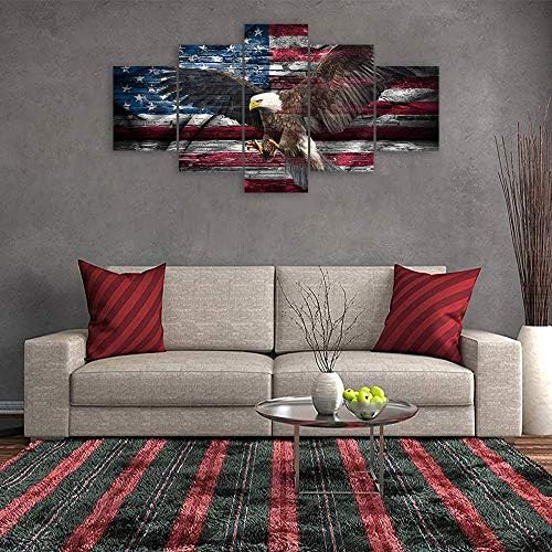 Стенен HDQ Американски Флаг Стенно Изкуство Ретро флаг на САЩ с Белоголовым Орел Стенен Декор 5 бр. Ретро Военна Печат върху