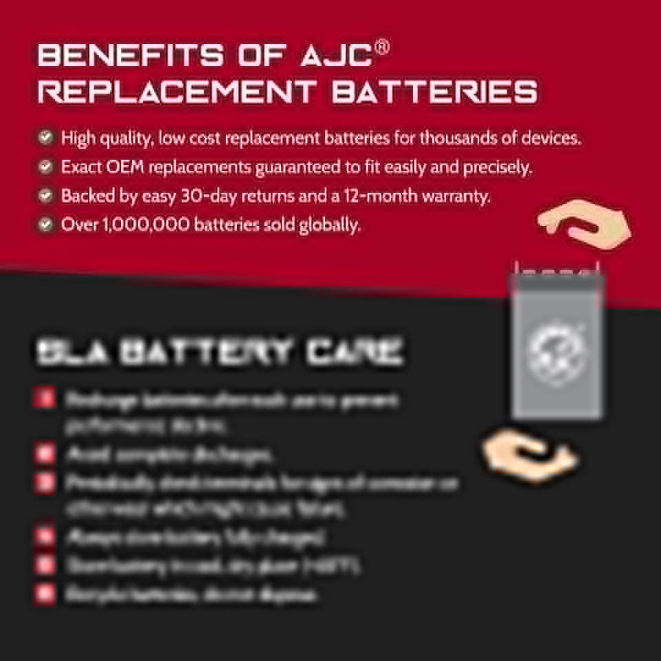 Батерия AJC е Съвместим с играчка батерия Kid Trax Land Rover Defender KT1363TR 12V 12Ah За кола