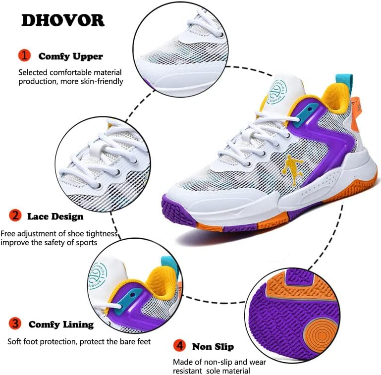 Баскетболни обувки DHOVOR За момчета, Детски Спортни обувки, Модерни Обувки, Нескользящая Тенис обувки За момчета (Голямо
