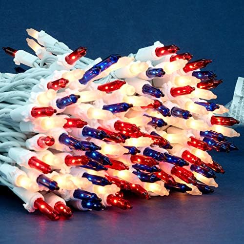 Коледни гирлянди SWEET SHINE Червено, бяло и синьо, 200 Светлини, бял проводник с дължина 66 метра, опаковки от