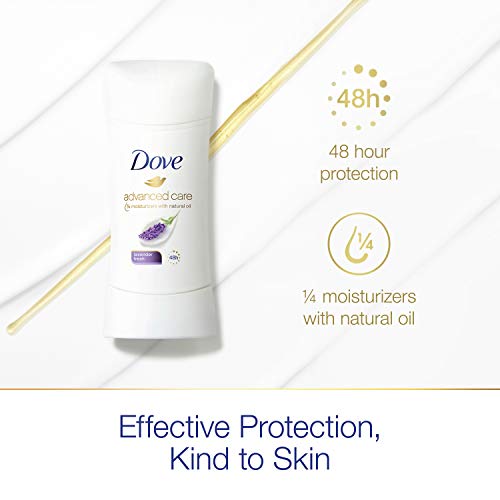 Дезодорант-антиперспиранти Dove Advanced Грижи за жени, Лавандула свежест, за 48-часова защита и мека и комфортна на подмишниците, 2,6 грама (опаковка от 4 броя)