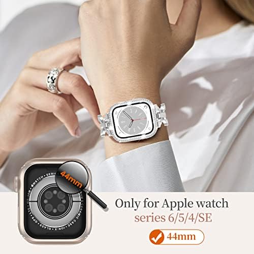 LETOID 44 мм Гривна Apple Watch Band & Case Set, Женски Модерен Каишка от Неръждаема Стомана с предпазен калъф