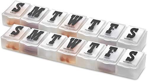 Седмичен органайзер за хапчета - Опаковка от планировчик на 2 таблетки за разделяне на хапчета и витамини на всяка седмица,