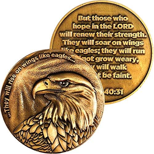 Монета Christian Eagle Challenge, Покритие Антично Злато, Американският Белоглав орел и Исая 40:31
