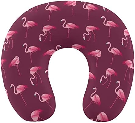 Cartoony Розово Фламинго Птица Пътна Възглавница За Шията От Пяна С Памет Ефект на облегалката за глава за Полет Поддръжка