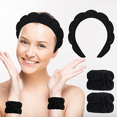Превръзка на главата и гривна Vefungyan Подпухнали Spa: Гъба за грижа за кожата, гумени ленти за коса, комплект гривни