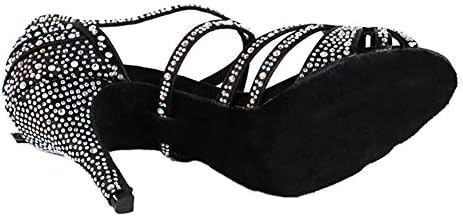 DKZSYIM/ Дамски Сатенени Обувки За латино Танци С Пайети, Обувки за практикуване на Система за Салса, Модел YCL356