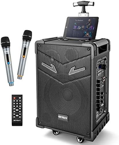 3-Лентови високоговорители, 10-инчов караоке-машина Bluetooth, Външна колона, Акумулаторна колона с безжичен микрофон Crystal, Поддръжка на китара /USB/FM/AUX in/AUX Out/TWS (GTSK10-3)