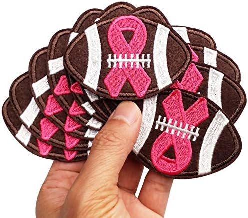 2,75 x 2 12 бр Американски Футбол Розовата Лента Информираността за рака на гърдата Бродирани Ленти Железни Апликации