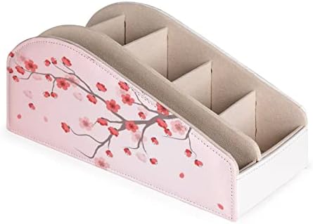 Cherry Blossom Притежателя на Дистанционното Управление От Изкуствена Кожа Кутия-Органайзер за Съхранение за Домашния Офис