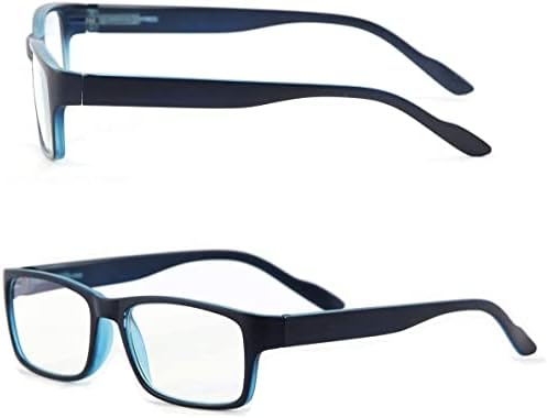 Най-разбираем очила за четене със заключващ се синя светлина (синьо / черно, увеличаване на 1,25), Комплект очила за